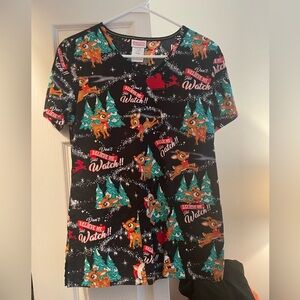 Rudolph the red-nosed reindeer scrub top